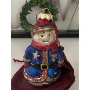 Vintage‎ Painted Ornament Old Blown Glass German Snow Man Figure Like Santa  EUC